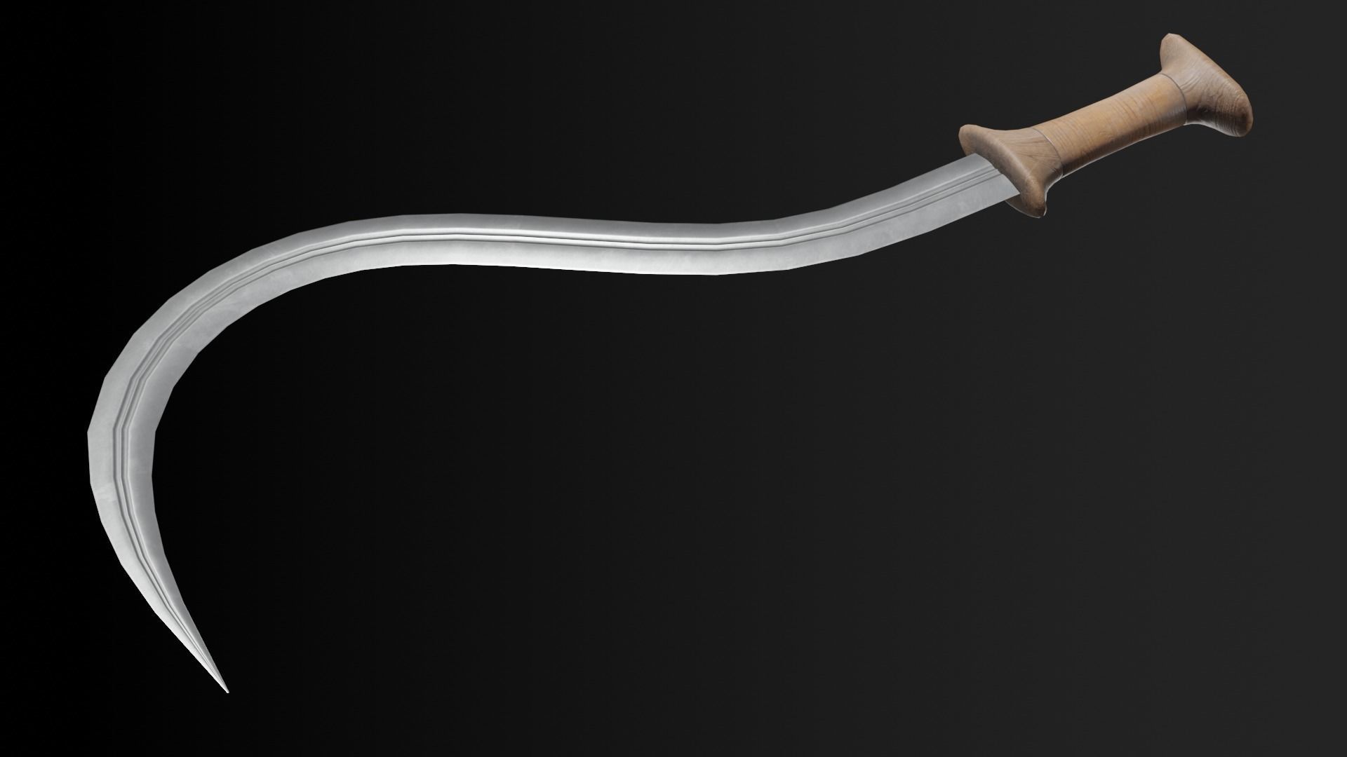 Shotel curved sword Low-poly 3D model_4