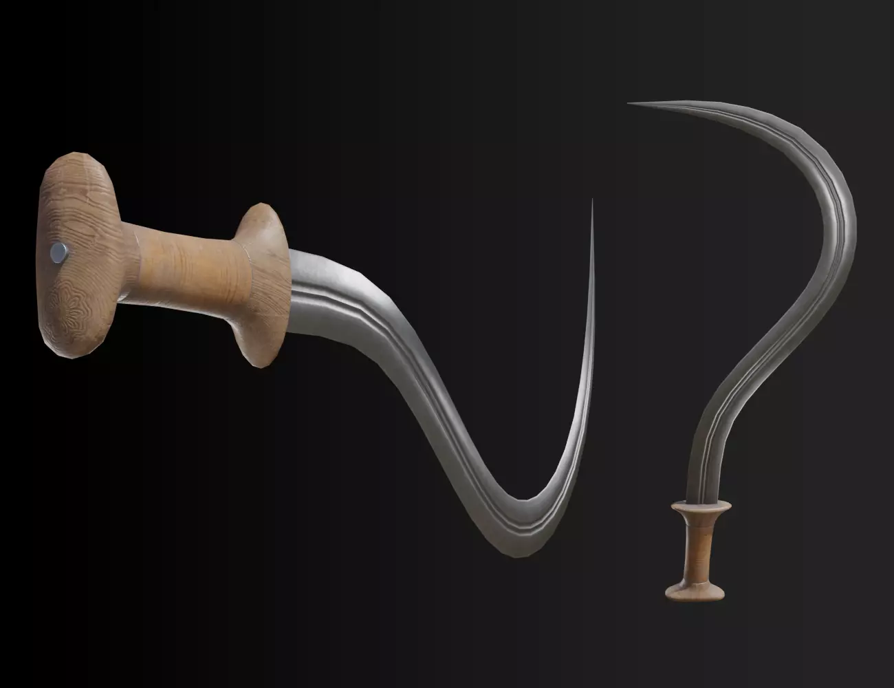 Shotel curved sword Low-poly 3D model_0