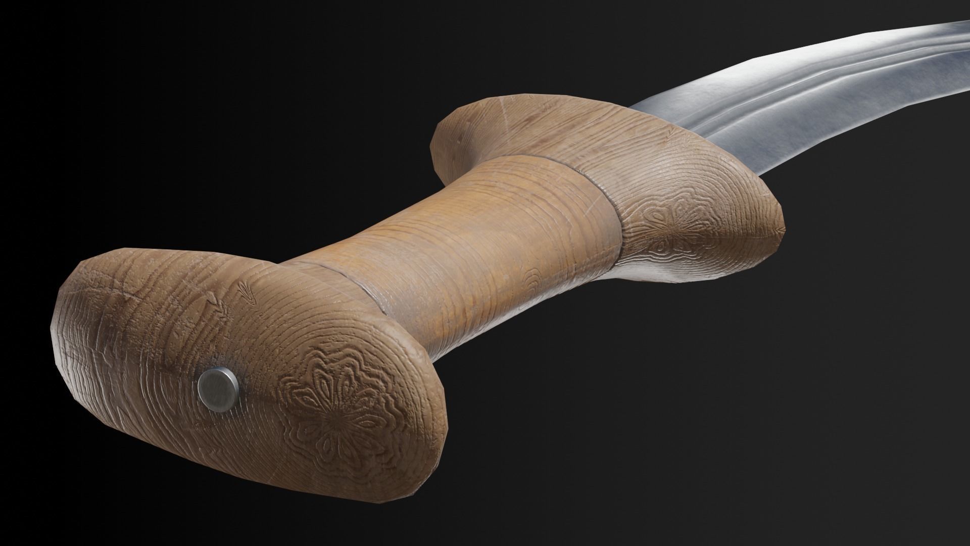 Shotel curved sword Low-poly 3D model_1