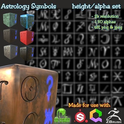Astrology symbols set Height map Alpha Brushes decals Texture Texture