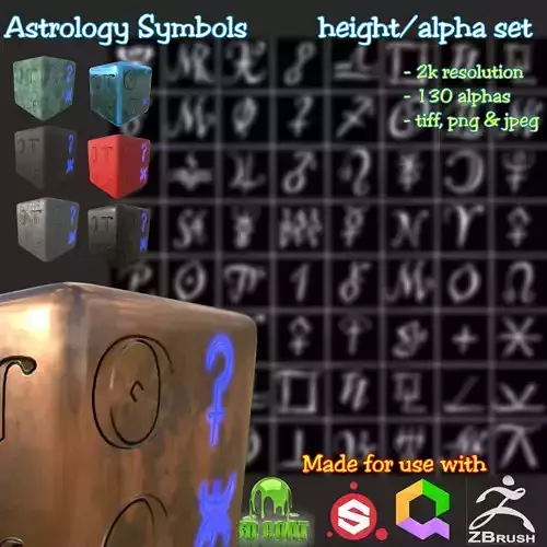 Astrology symbols set Height map Alpha Brushes decals Texture Texture