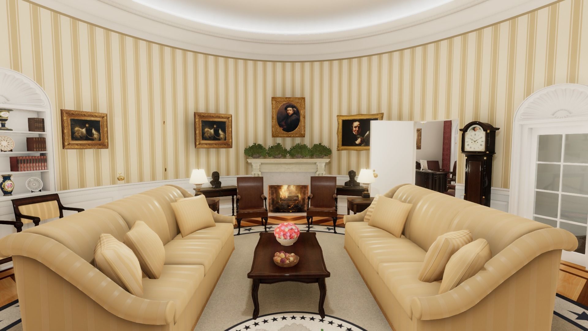 Oval Office of the White House Low-poly 3D model_3