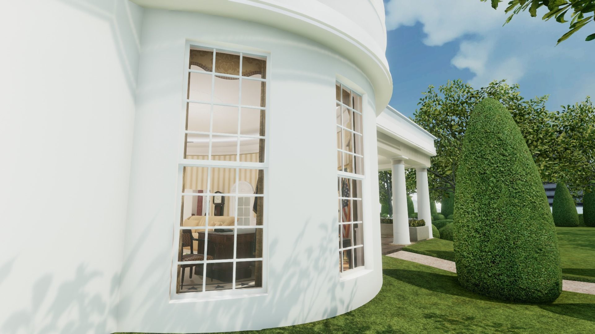 Oval Office of the White House Low-poly 3D model_16