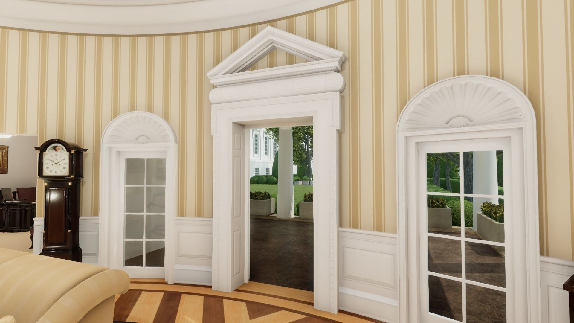 Oval Office of the White House Low-poly 3D model_9