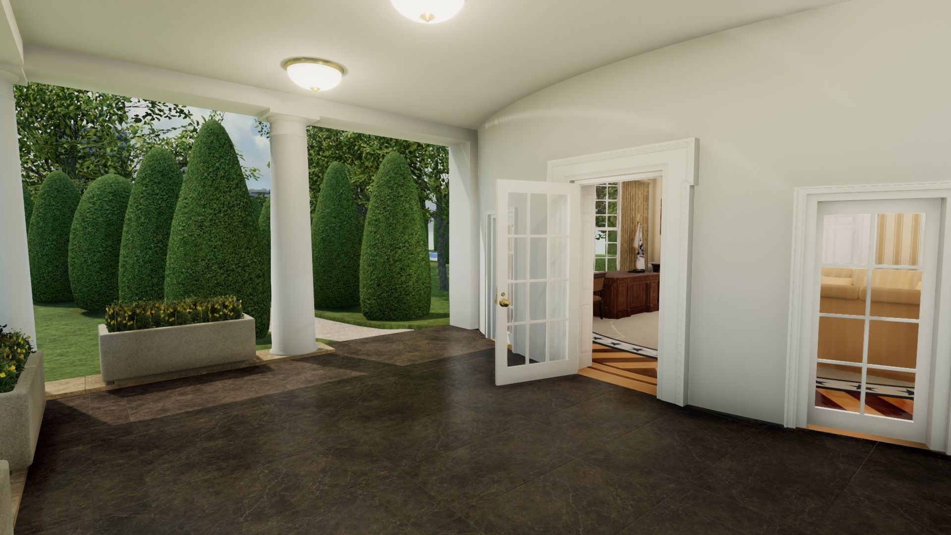 Oval Office of the White House Low-poly 3D model_17