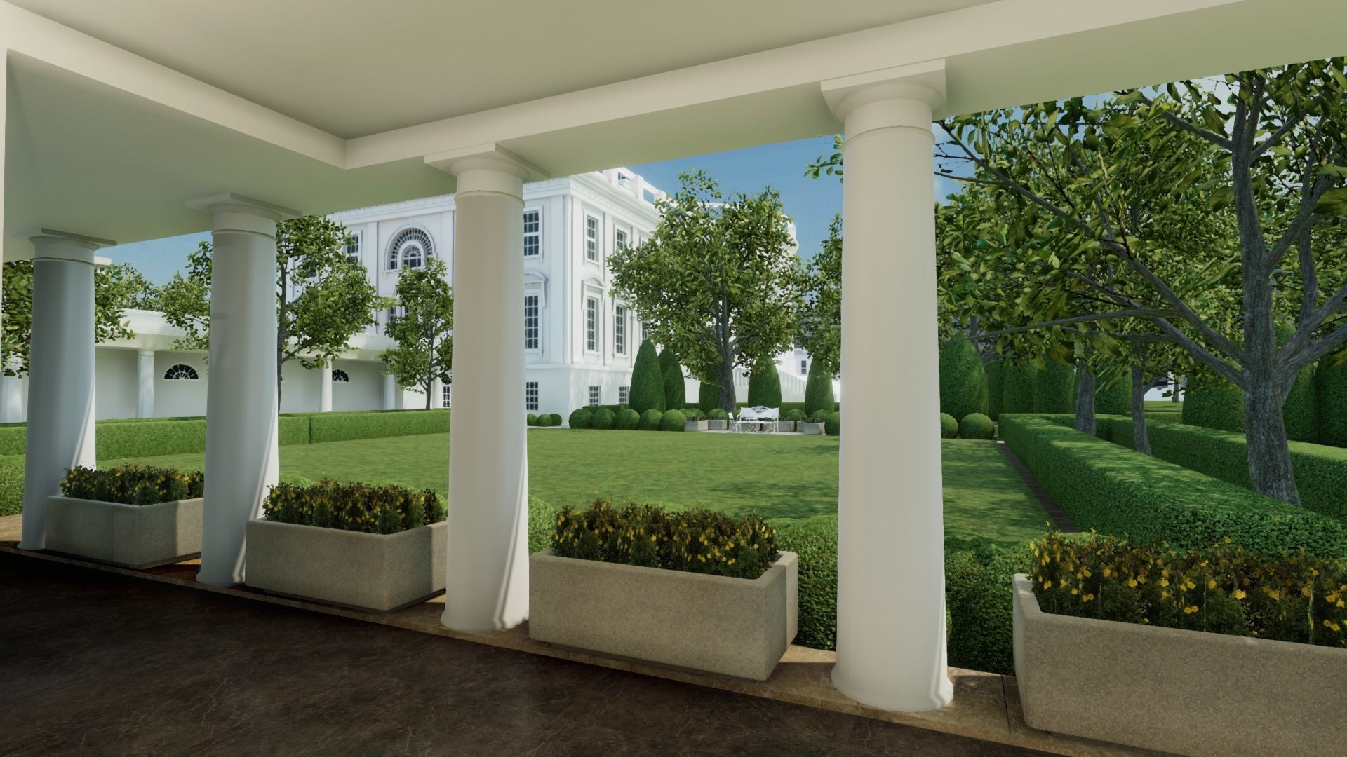 Oval Office of the White House Low-poly 3D model_10