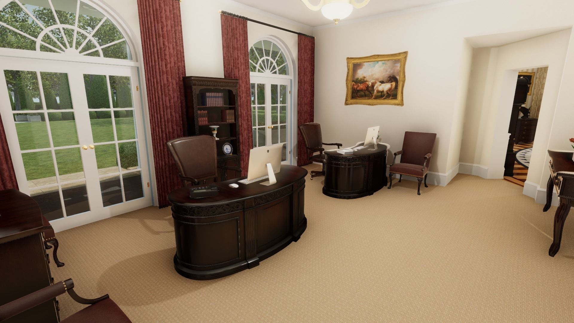 Oval Office of the White House Low-poly 3D model_8
