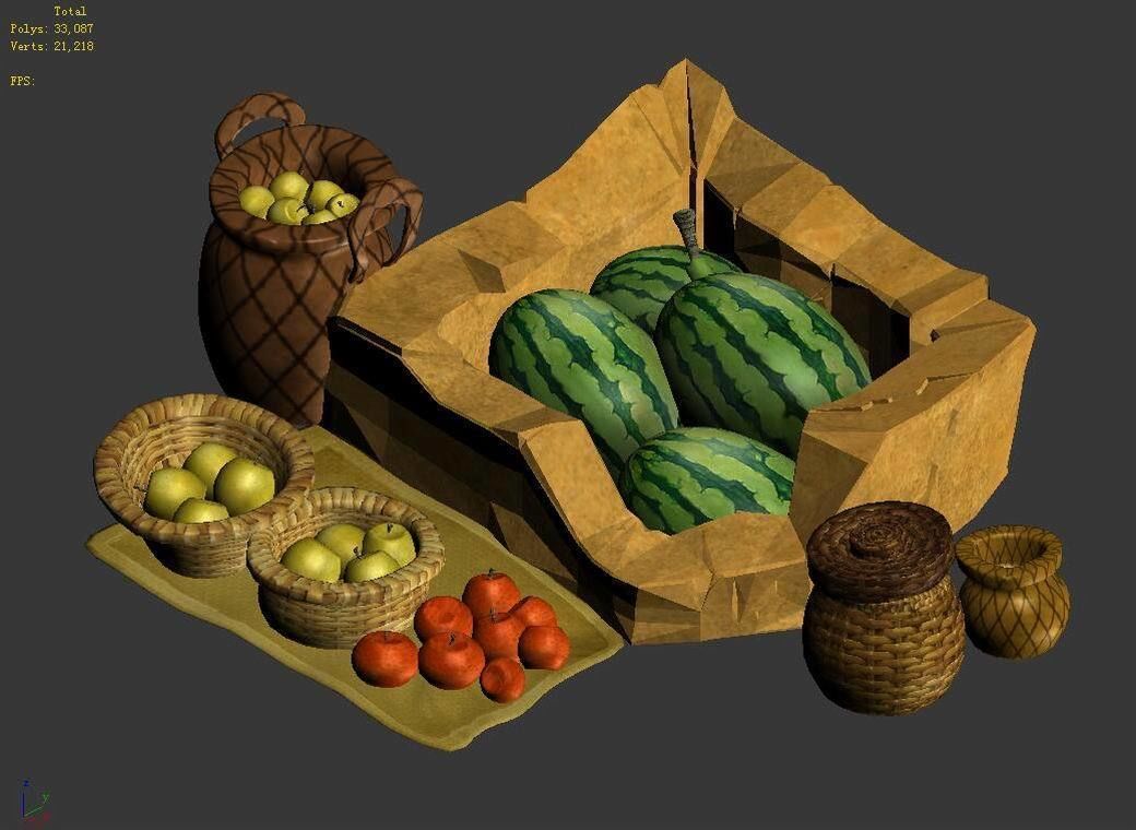 Dynasty City - low grade fruit stand 3D model_4