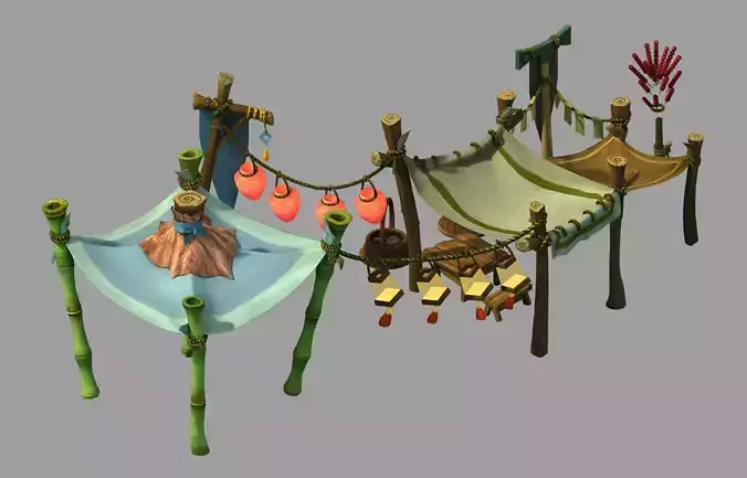 Dynasty City - roadside booth 3D model