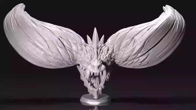 Nergigante dragon head with wings 3D print model