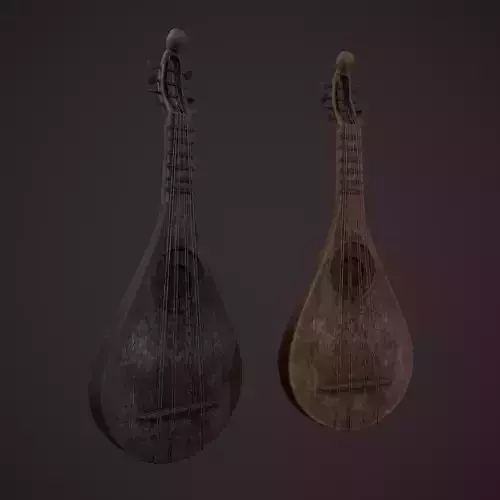 Medieval Gittern Low-poly 3D model