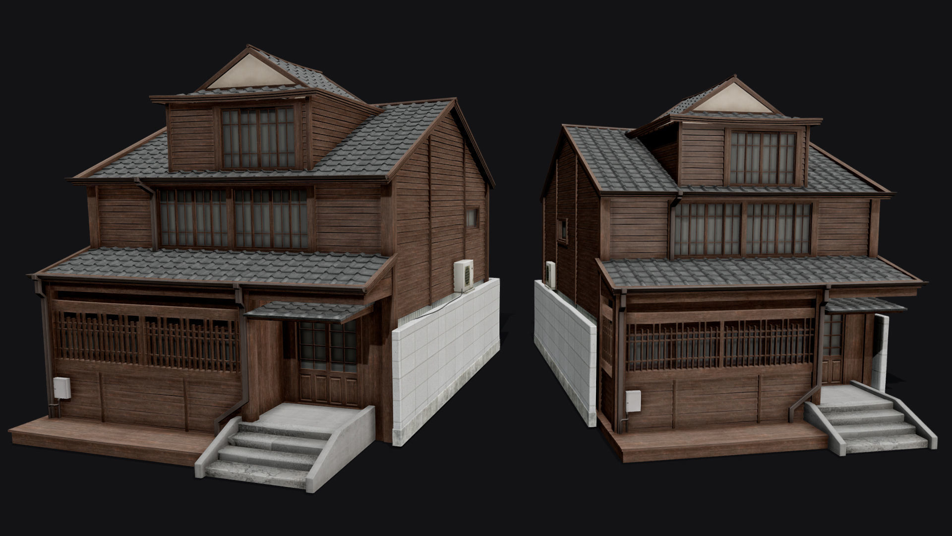 Japanese Style Hongdae House Low-poly 3D model_1