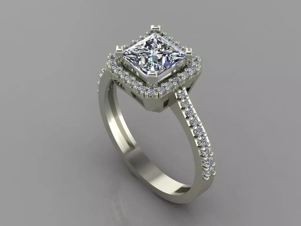 GC GOLD T81-  Baguette ring Diamond gold  3D print model_0