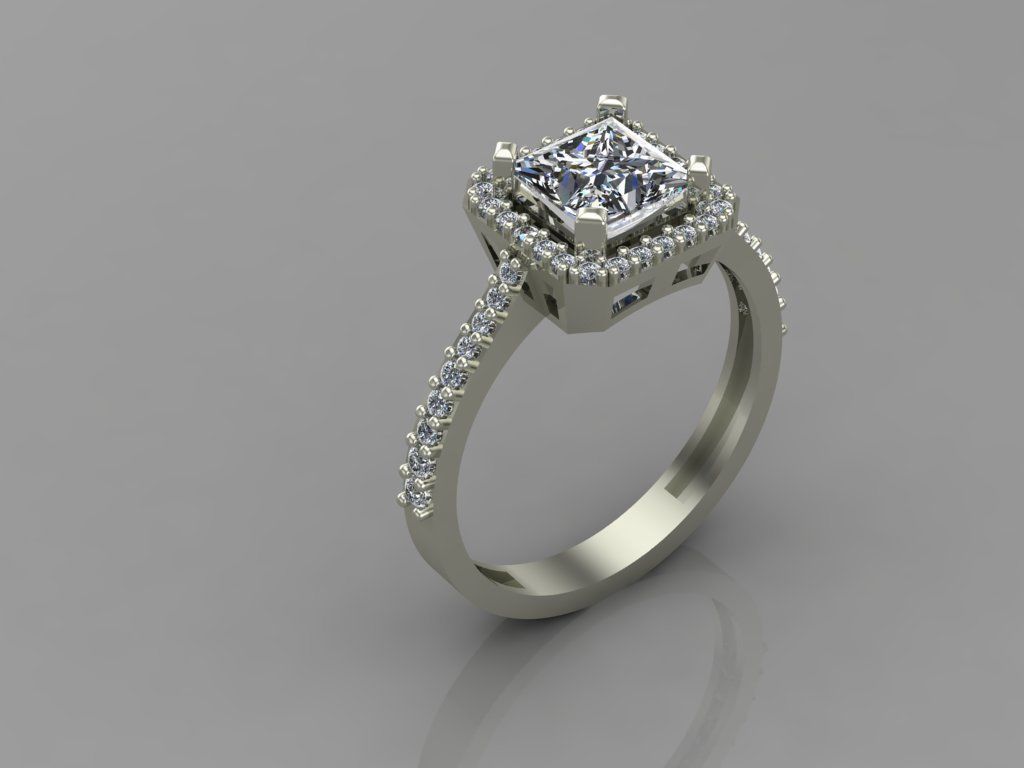 GC GOLD T81-  Baguette ring Diamond gold  3D print model_6