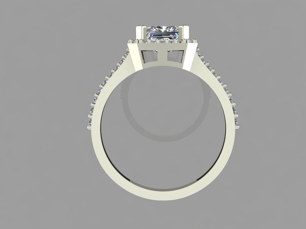 GC GOLD T81-  Baguette ring Diamond gold  3D print model_4