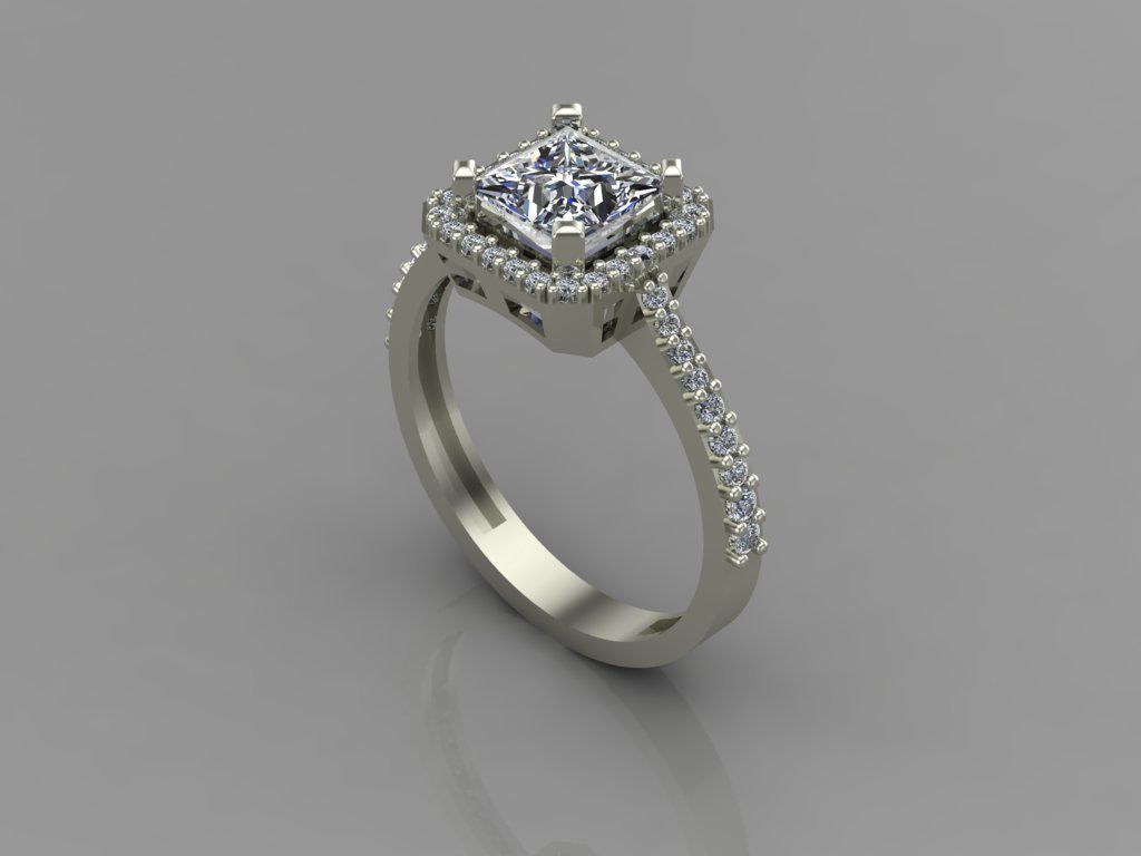 GC GOLD T81-  Baguette ring Diamond gold  3D print model_1