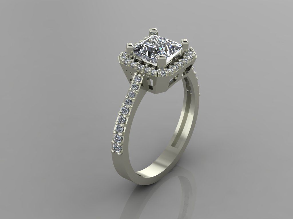 GC GOLD T81-  Baguette ring Diamond gold  3D print model_2