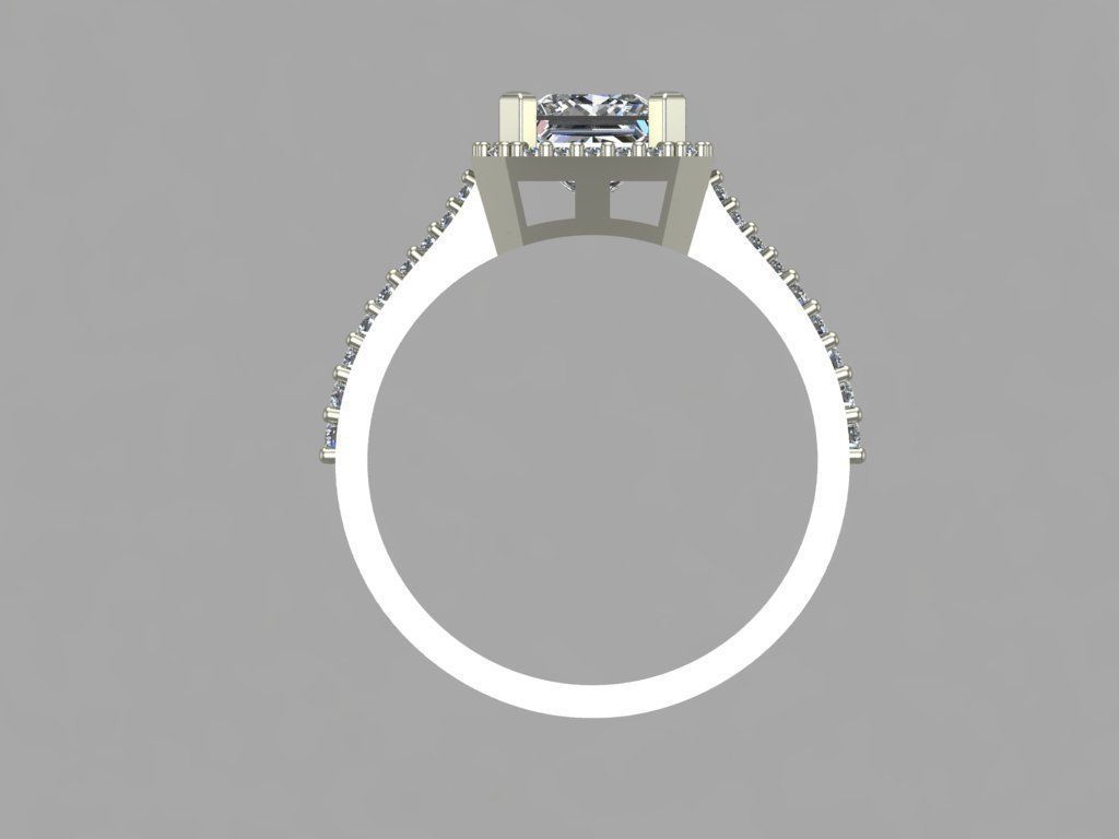 GC GOLD T81-  Baguette ring Diamond gold  3D print model_7