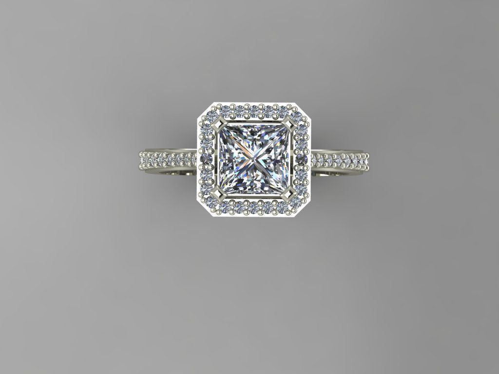 GC GOLD T81-  Baguette ring Diamond gold  3D print model_3