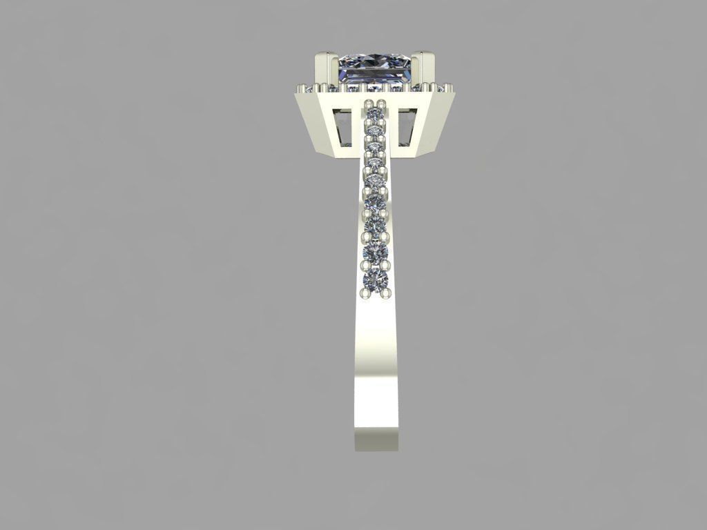 GC GOLD T81-  Baguette ring Diamond gold  3D print model_5