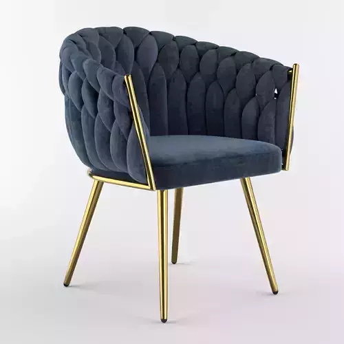Armchair 3D Model velvet chair with gold legs