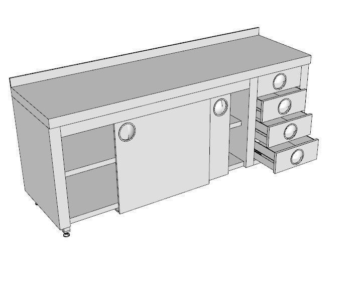 cupboard with drawers 3D model_2