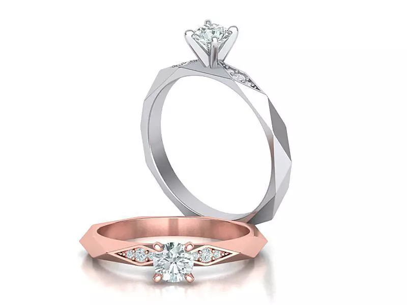 Geometric Faceted Engagementring 3dmodel many sizes 3D print model