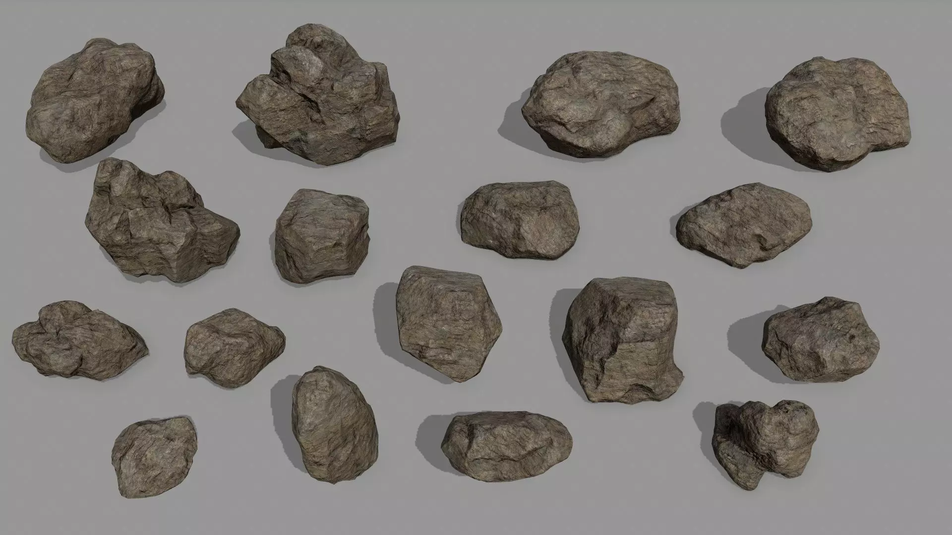Rock Set Low-poly 3D model_0