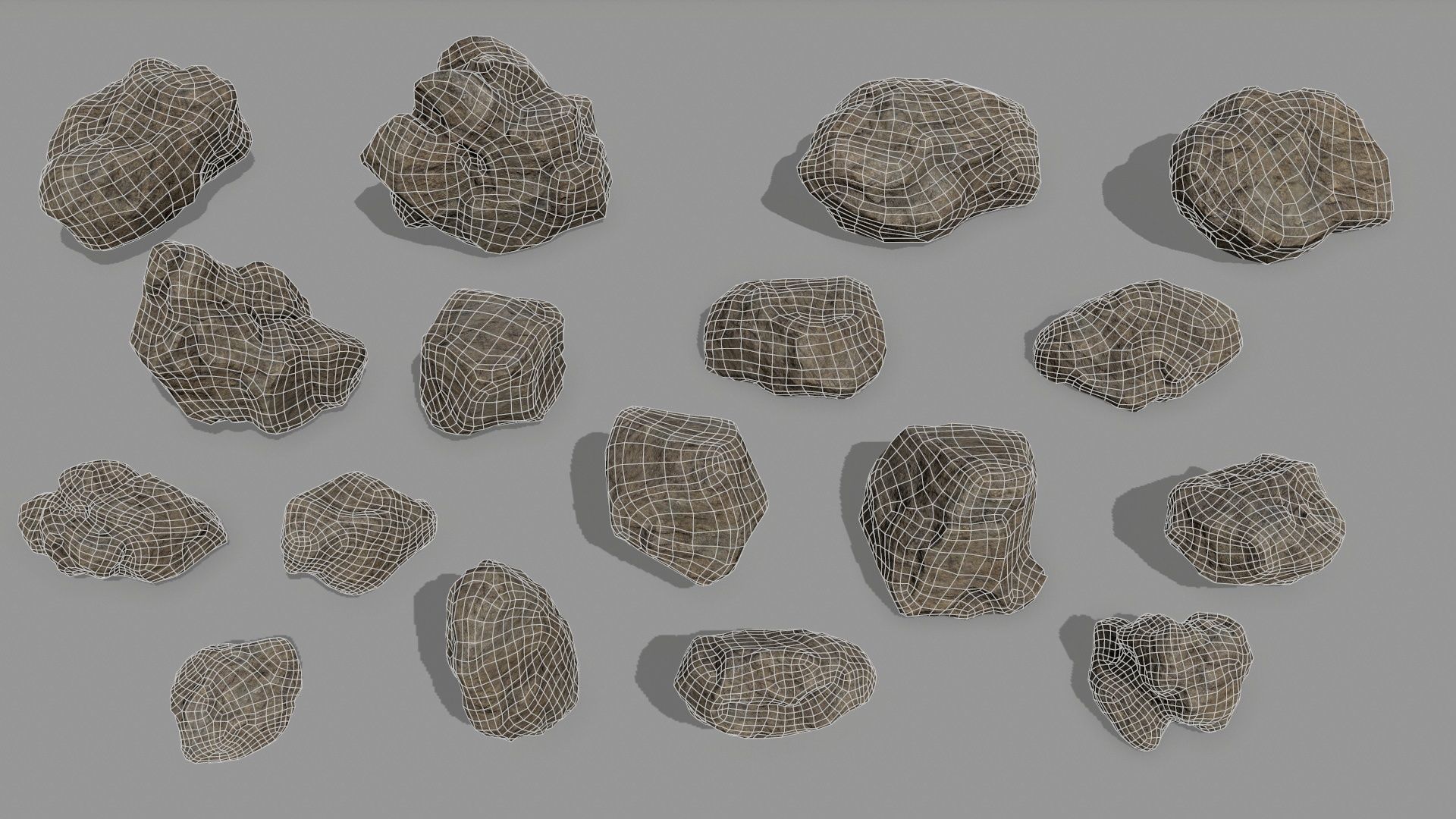Rock Set Low-poly 3D model_1