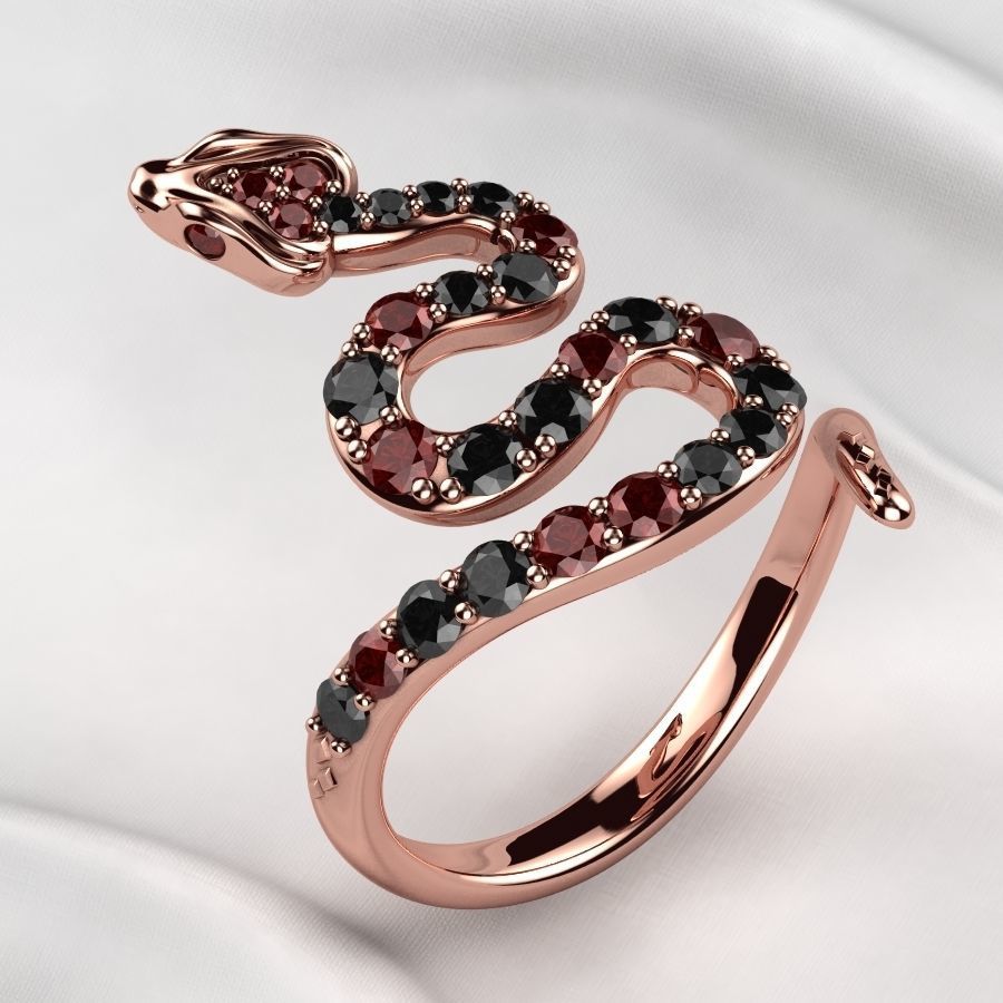 Emerald Gems Snake Open Gold Ring 3D print model_8