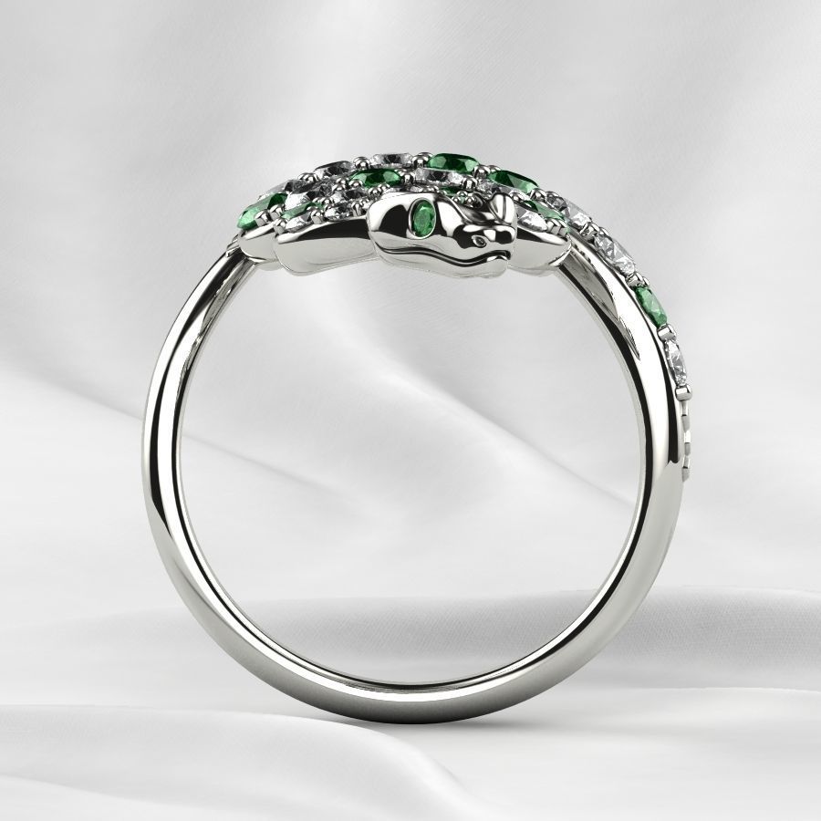 Emerald Gems Snake Open Gold Ring 3D print model_22