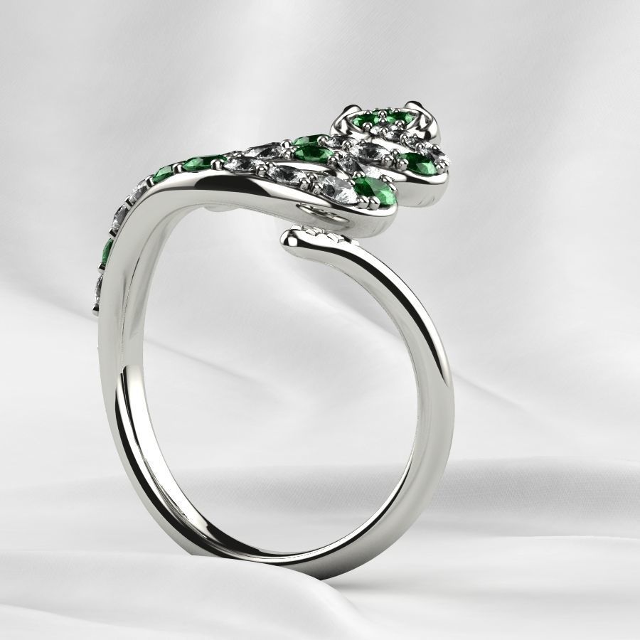 Emerald Gems Snake Open Gold Ring 3D print model_27