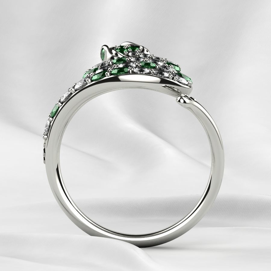 Emerald Gems Snake Open Gold Ring 3D print model_16