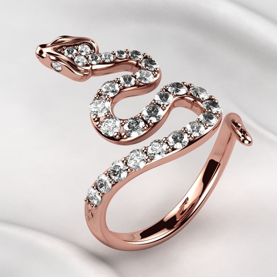 Emerald Gems Snake Open Gold Ring 3D print model_9