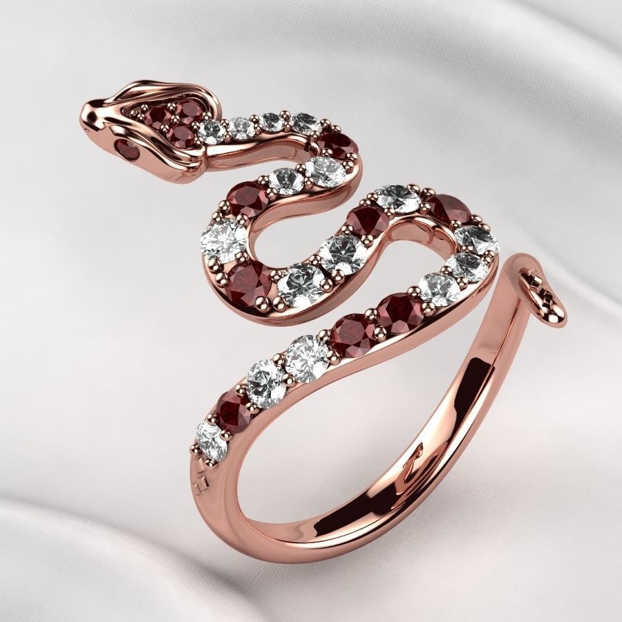 Emerald Gems Snake Open Gold Ring 3D print model_7