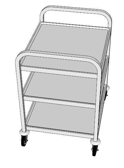 service trolley with three floors discounted top 3D model_2