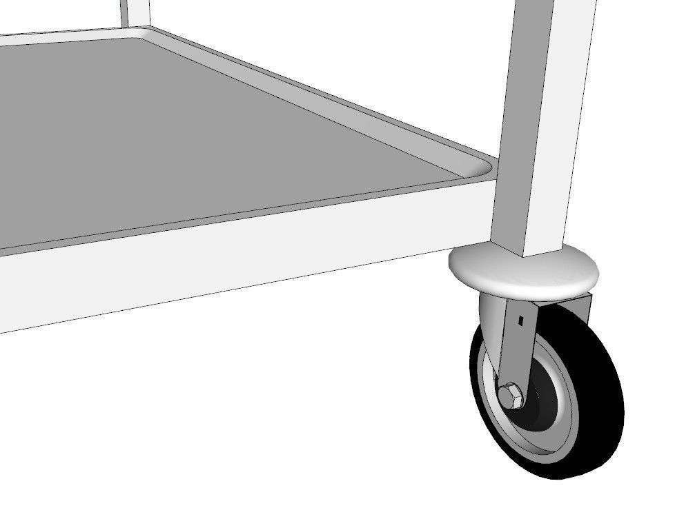 service trolley with three floors discounted top 3D model_7