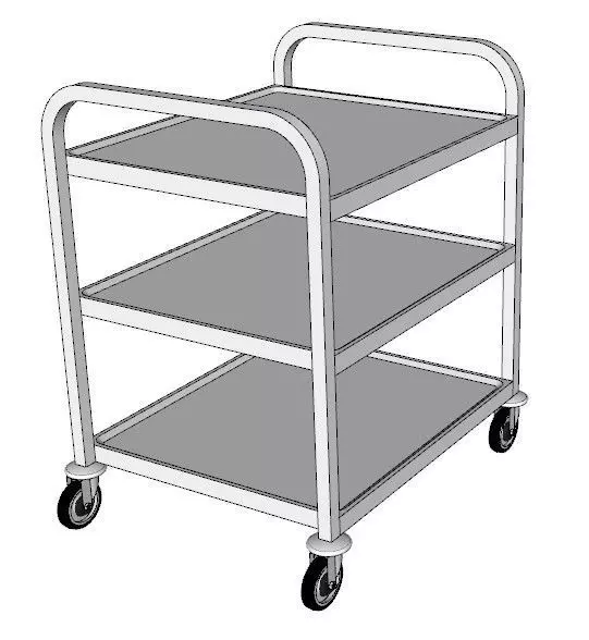 service trolley with three floors discounted top 3D model_0