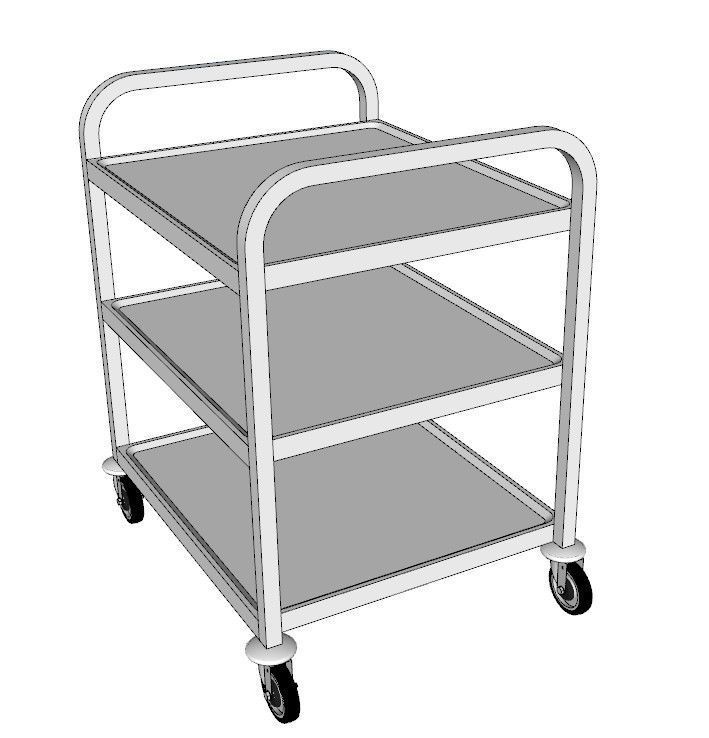 service trolley with three floors discounted top 3D model_3