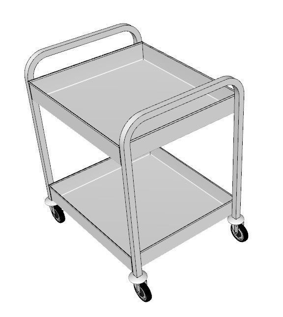 service trolley double deck with deep top 3D model_2