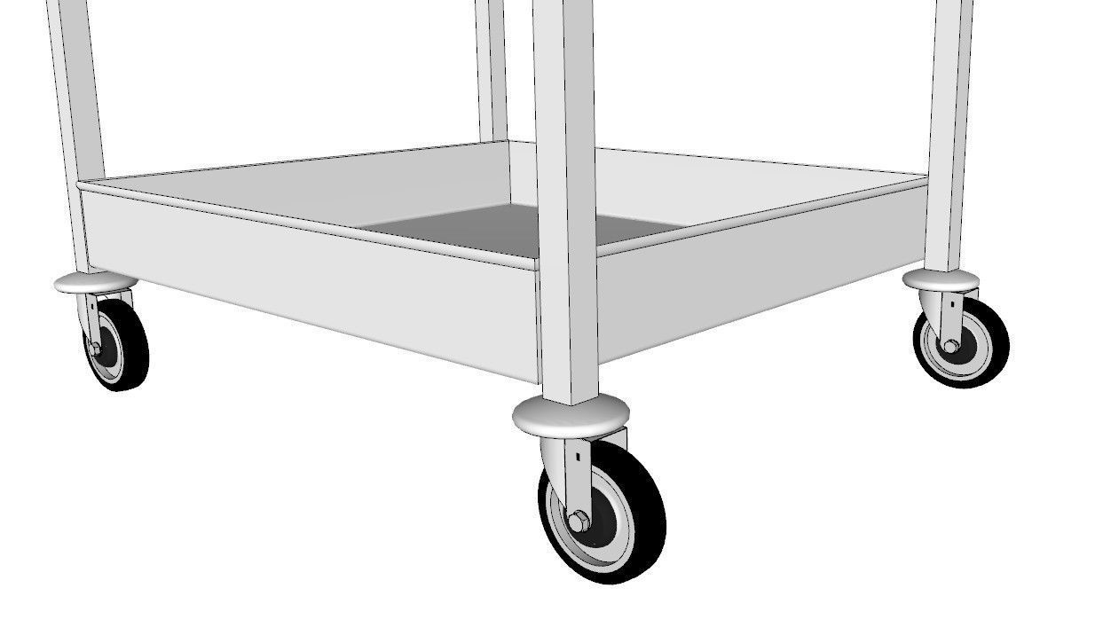 service trolley double deck with deep top 3D model_3