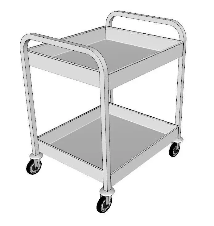 service trolley double deck with deep top 3D model_0