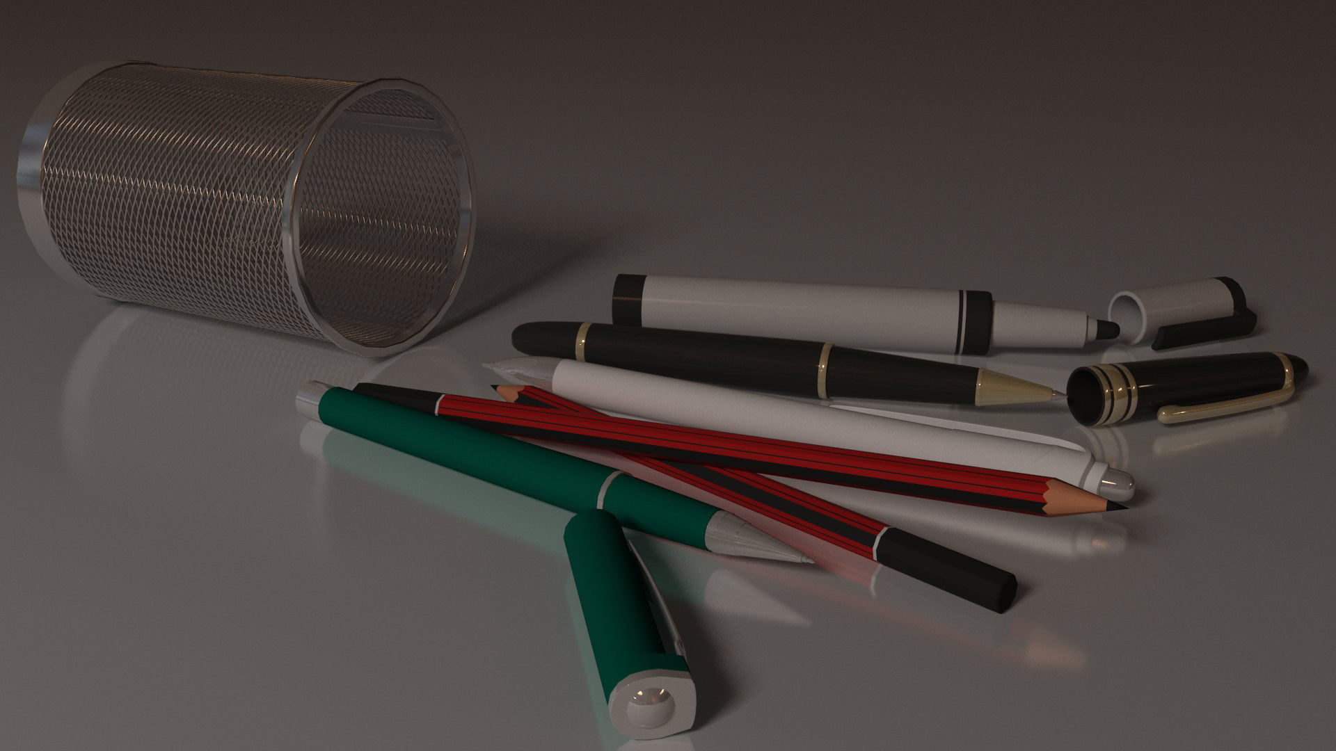 Pen Pencil Holder 3D model_16