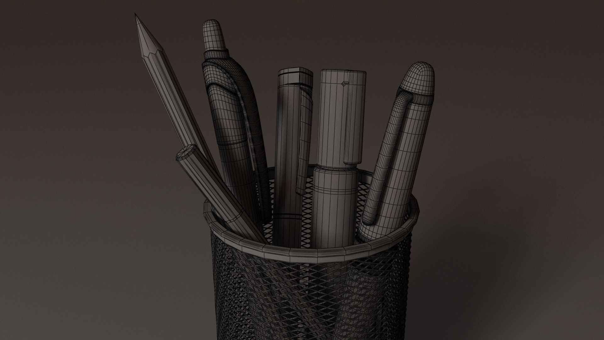 Pen Pencil Holder 3D model_17