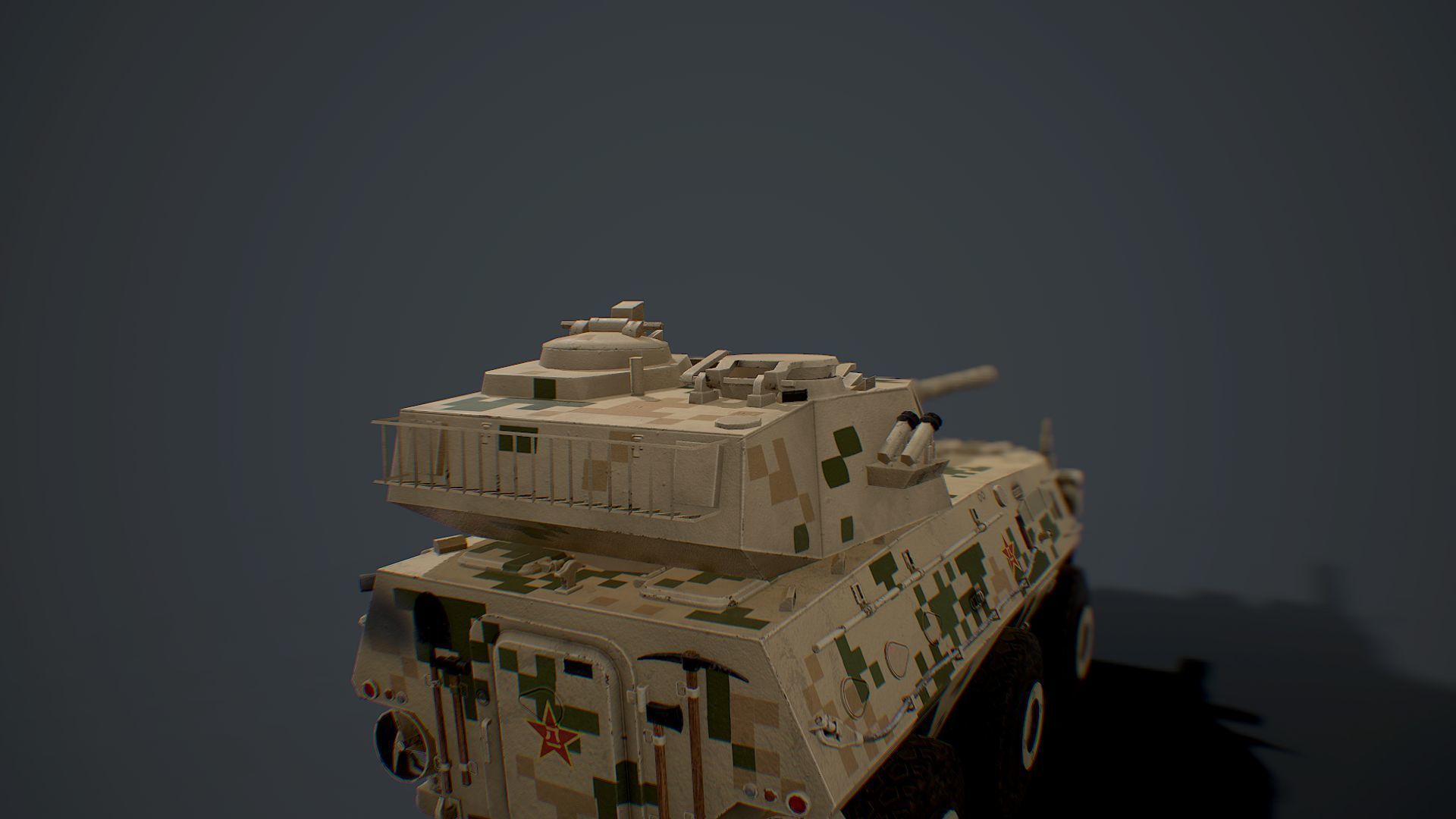 PTL-02 military tank in camouflage Low-poly 3D model_1