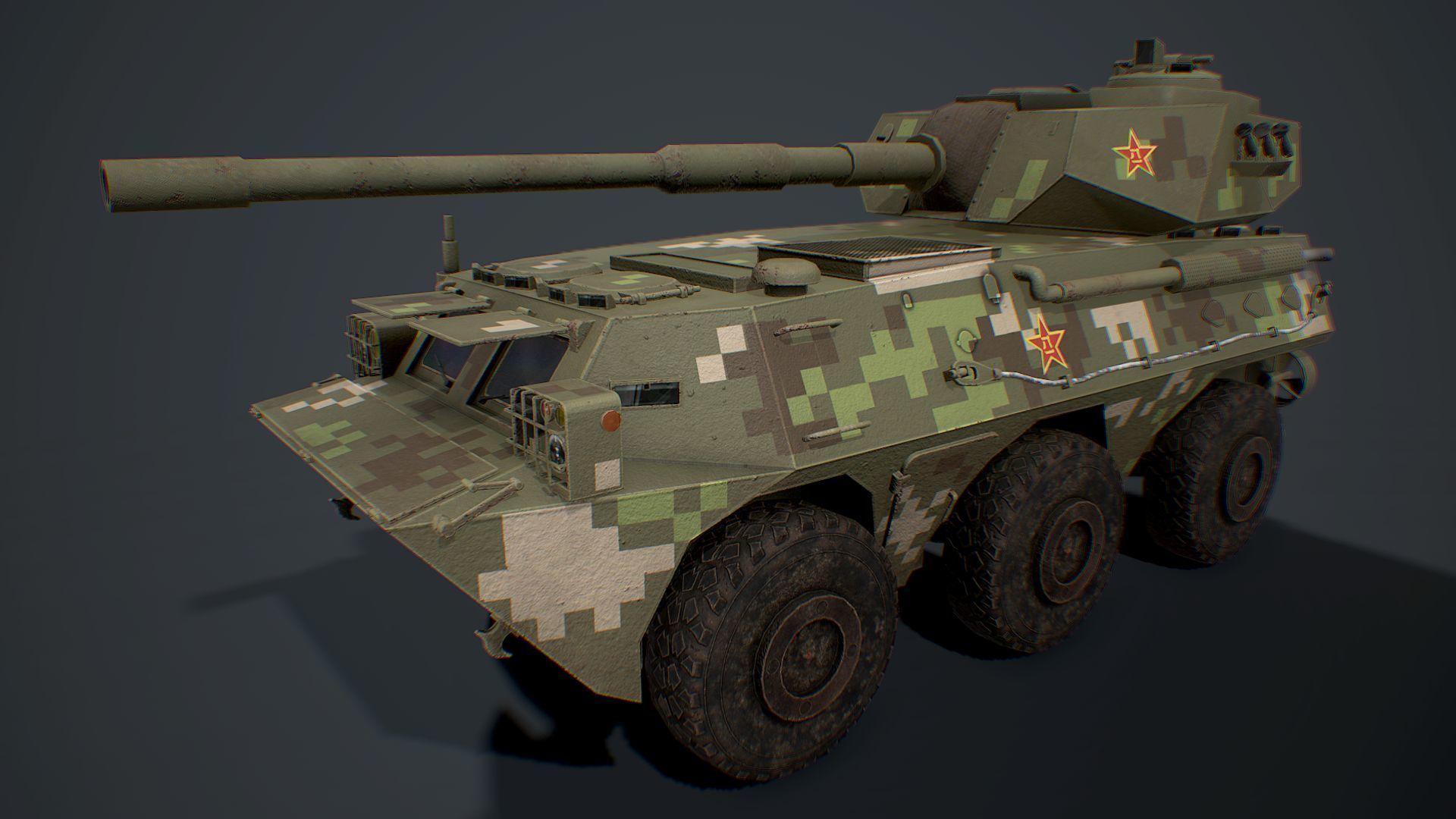 PTL-02 military tank in camouflage Low-poly 3D model_5