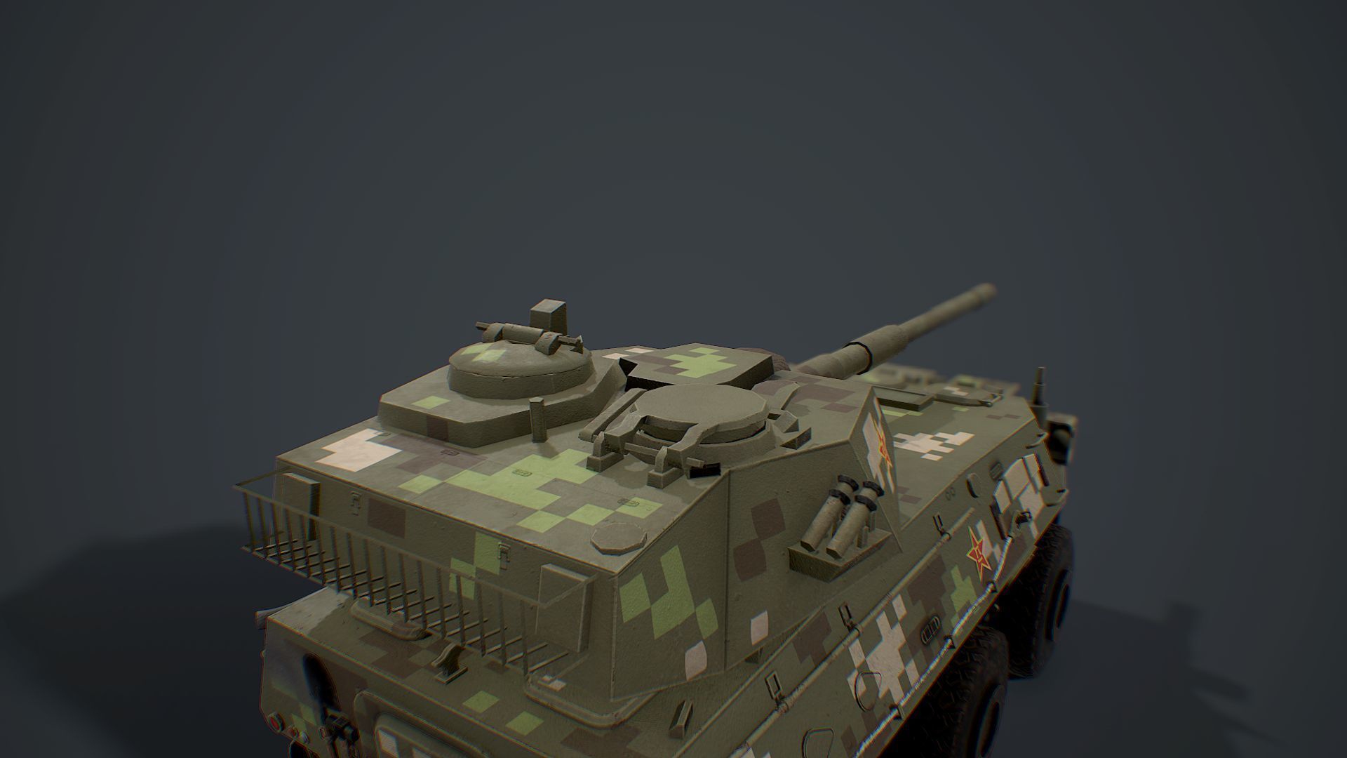 PTL-02 military tank in camouflage Low-poly 3D model_4