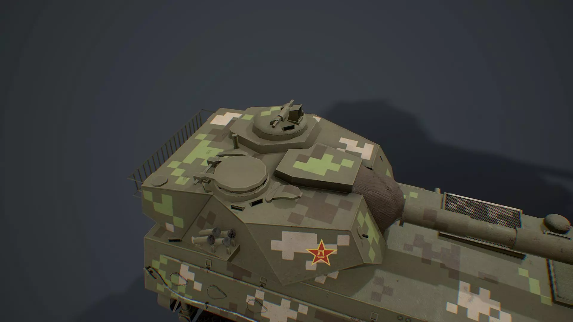 PTL-02 military tank in camouflage Low-poly 3D model_0