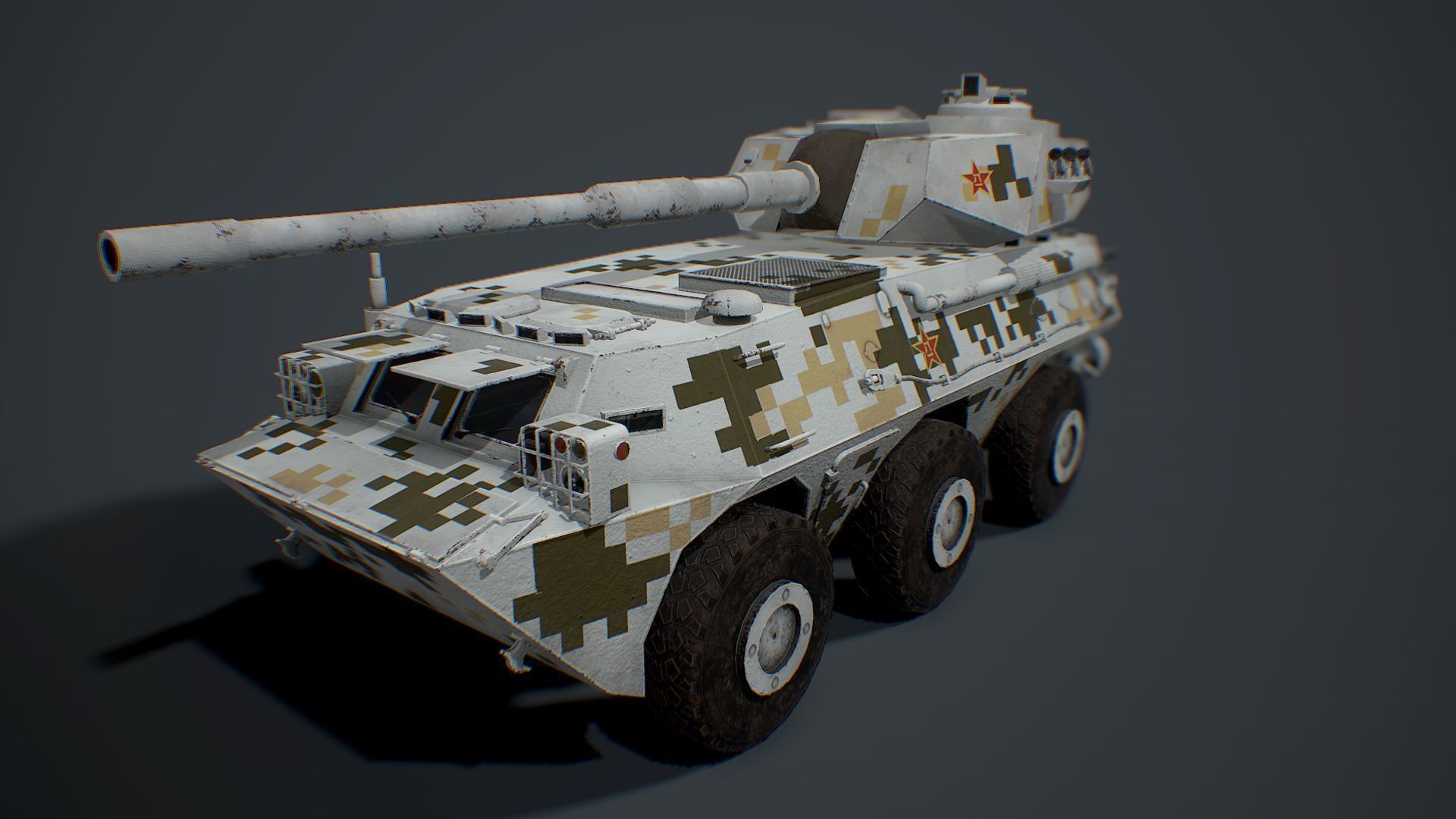 PTL-02 military tank in camouflage Low-poly 3D model_10