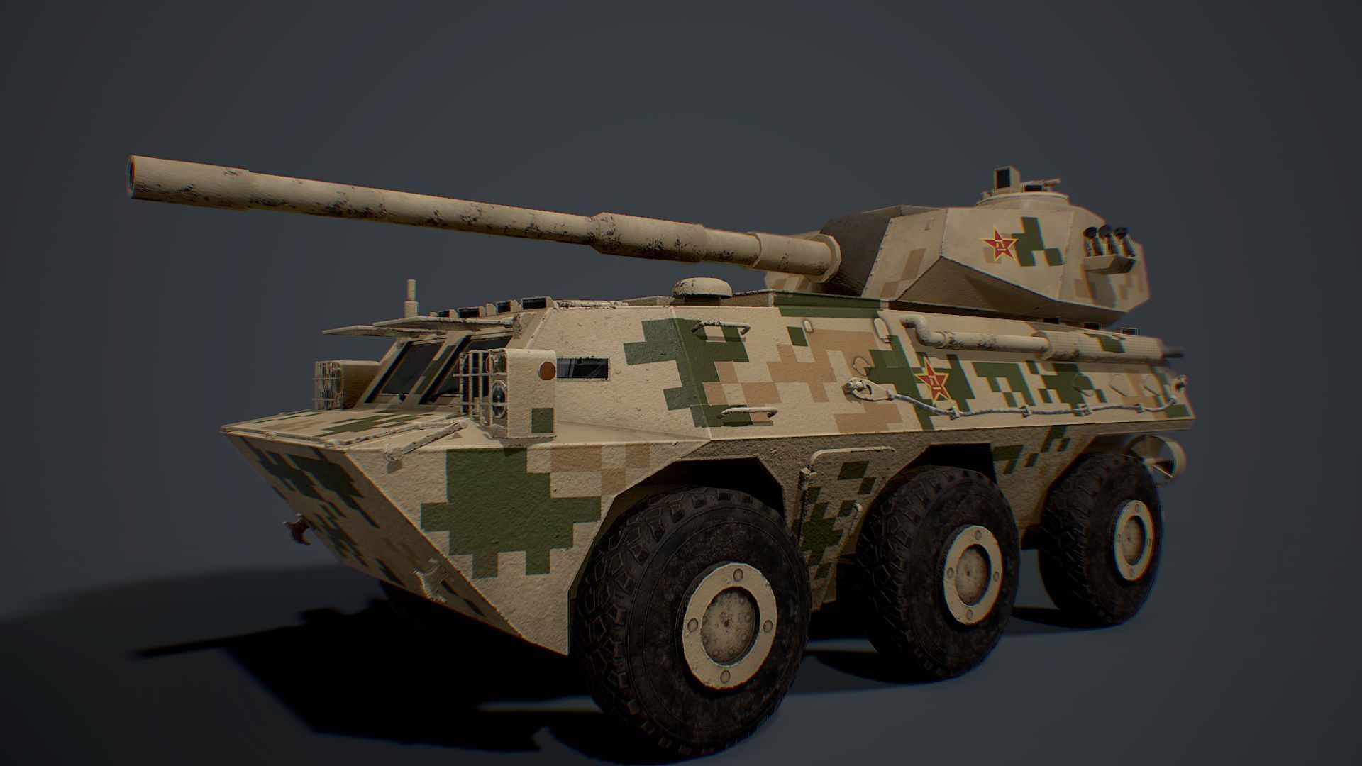 PTL-02 military tank in camouflage Low-poly 3D model_6